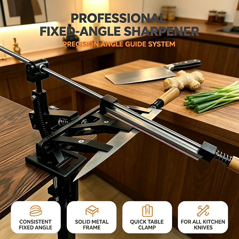 Knife Sharpening System Fixed Angle Adjustable Sharpener Tool with Whetstone Professional Precision Sharpening Kitchen Knives