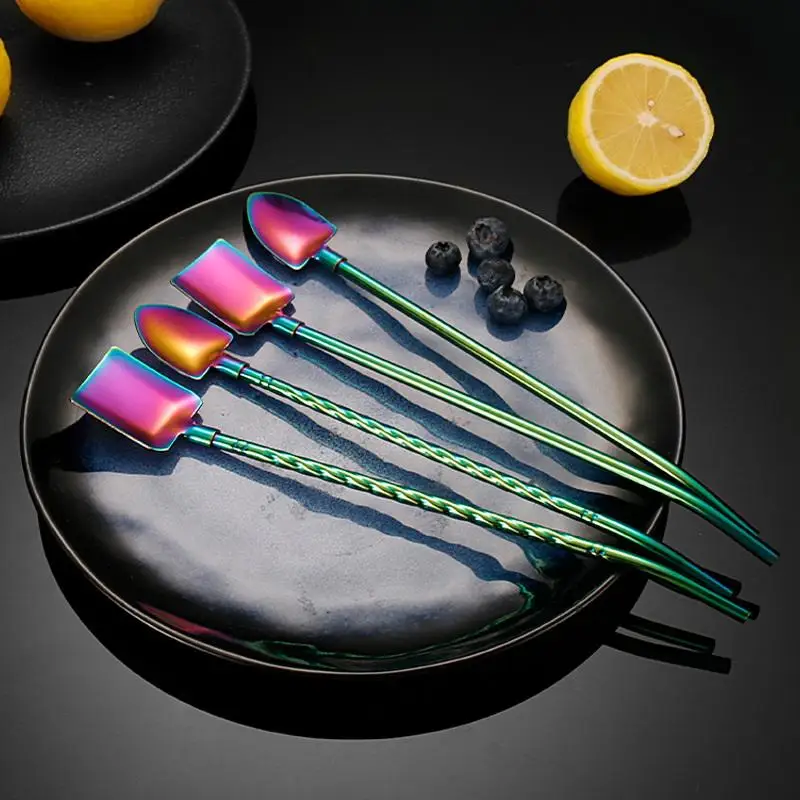 304 Stainless Steel Straw Spoon, Creative Watermelon Scraper Spoon, Spiced Straw Spoon For Beverages And Coffee Stirring Spoon