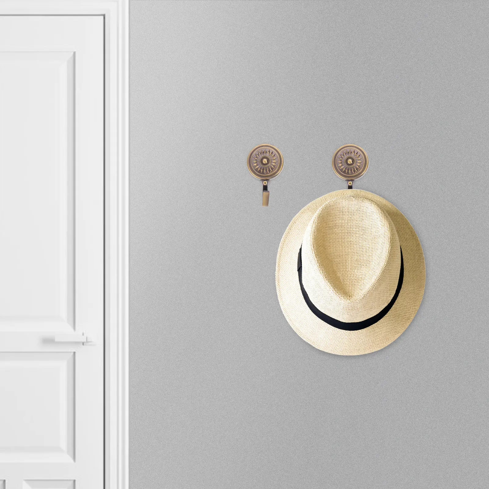 Brass Finish Curtain Holdback Hooks Set – 2pcs Wall Mounted Metal Curtain Holders for Living Room, Bedroom, Dining