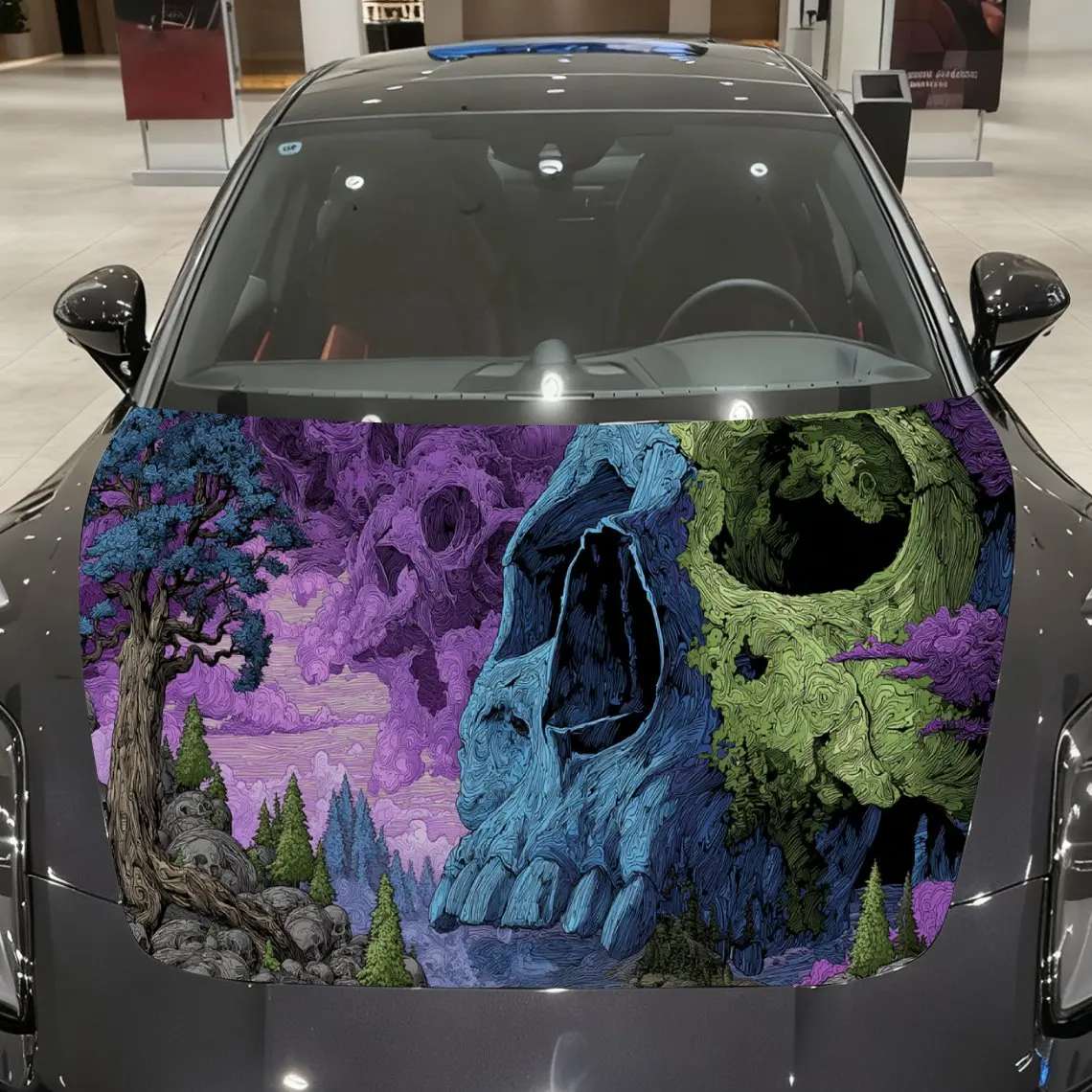 

Weird Skull Forest Car Cover Sticker, Auto Hood Decal, Car Exterior Scratch Resistant Decal, Trendy Gift for Car Lovers, Eye-cat