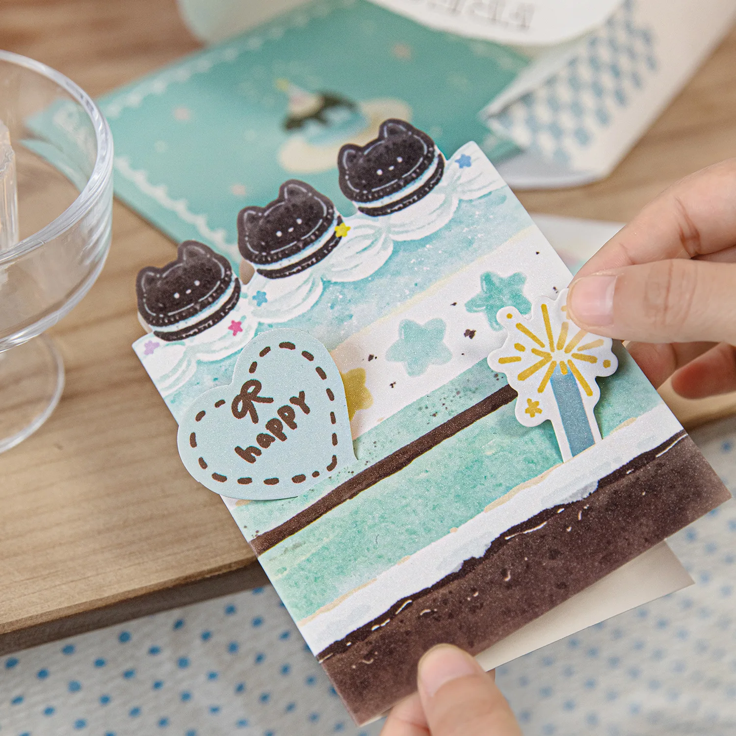 

Glitter Sand Greeting Card and Envelope Set – DingDing Cake Shop Series: Student Gift Birthday Greeting Card