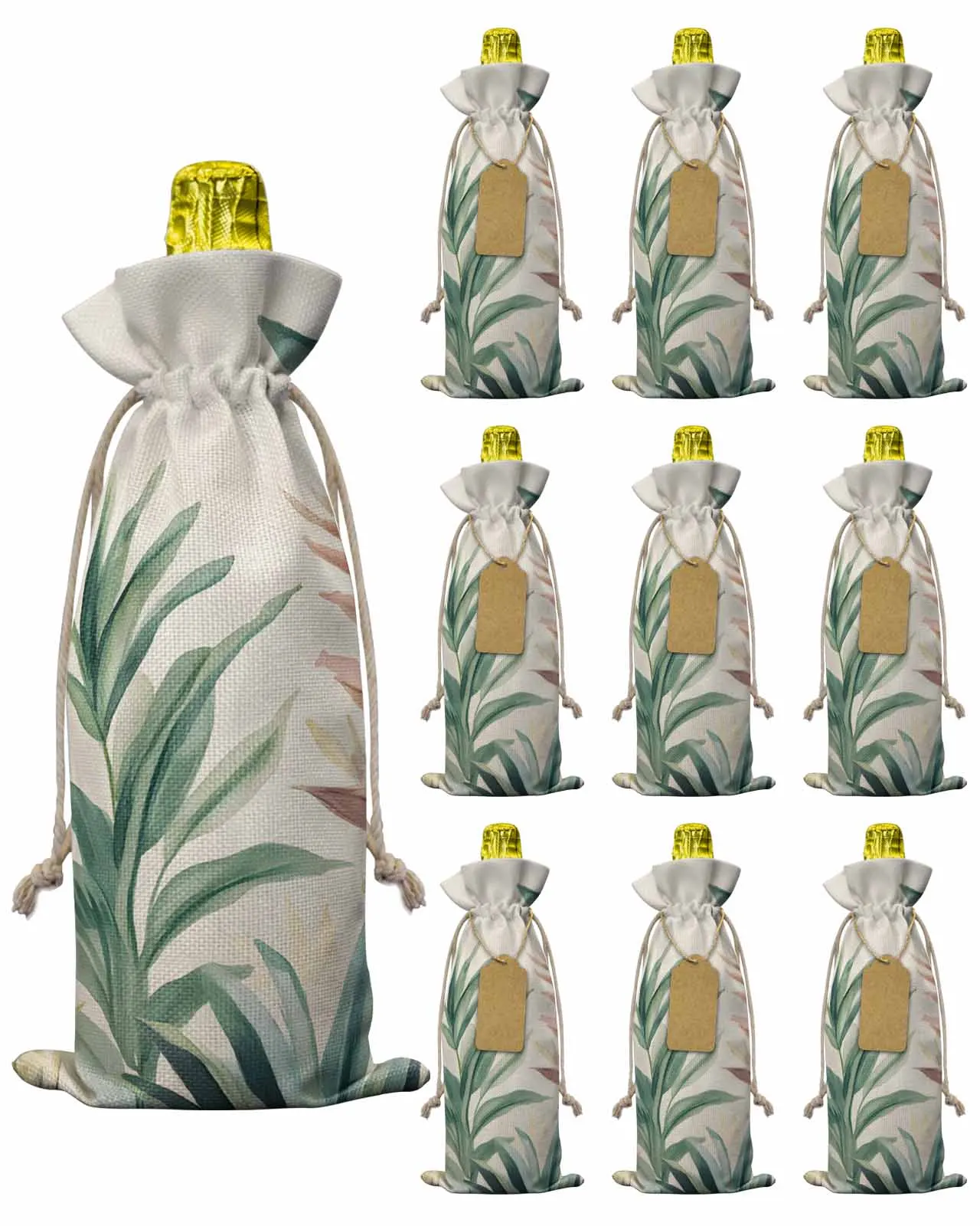

10pcs Wine Bottle Covers Vintage Original Leaf Wine Holder Carrier Packaging Bag Wedding Party Decor Gift