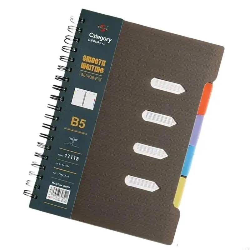 Twin-Wire Binding Notebook Journal 210 Page Wide Ruled with Colored Page Divider