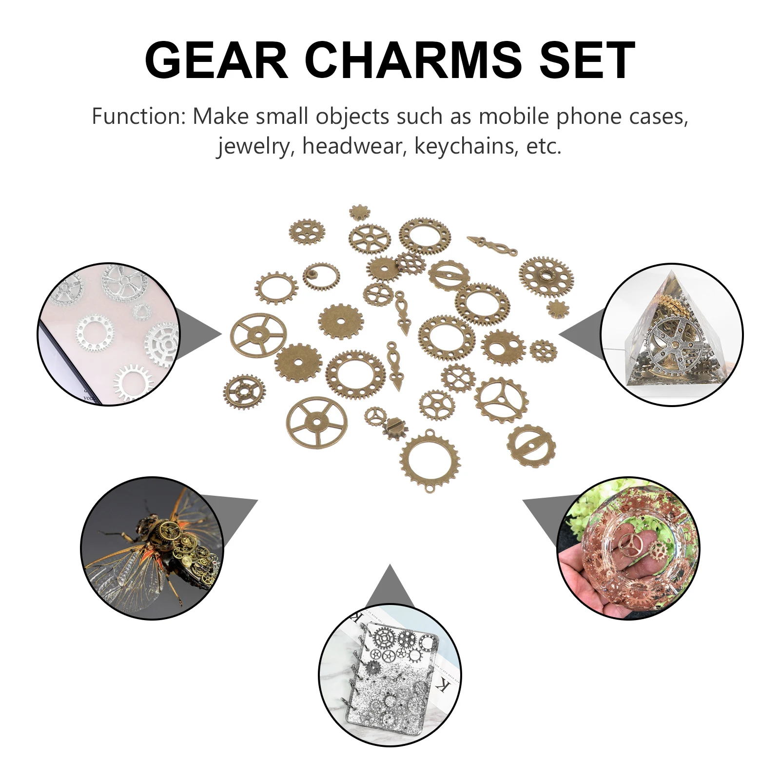 

2 Bags Gear Accessories DIY Metal Vintage Gear Design Beads Jewelry Charms Vintage Beads Bracelet Pendants Craft Home Decor