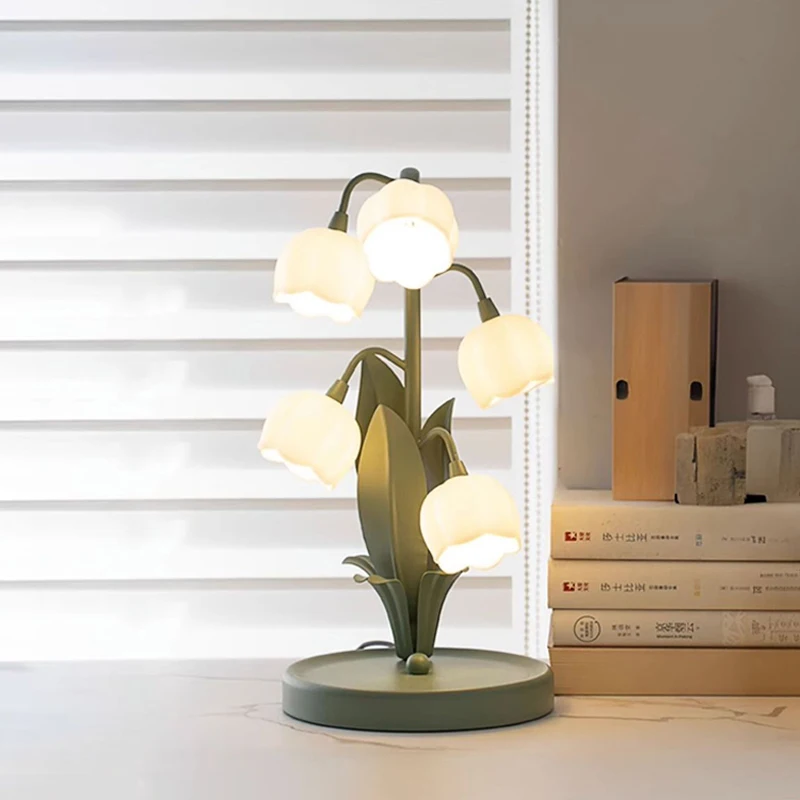 Bedside Small Night Light French Pastoral Ins Girl Bedroom Desk Light Nordic  Mesh Red Decorative Flower Led Atmosphere Lamp