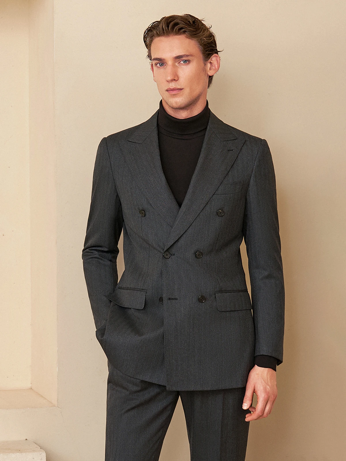 

Imported 100% Wool Suit Set for Men Premium Wedding Tuxedo & Formal Business Attire, Groom's Luxury Dress Suit with Pants