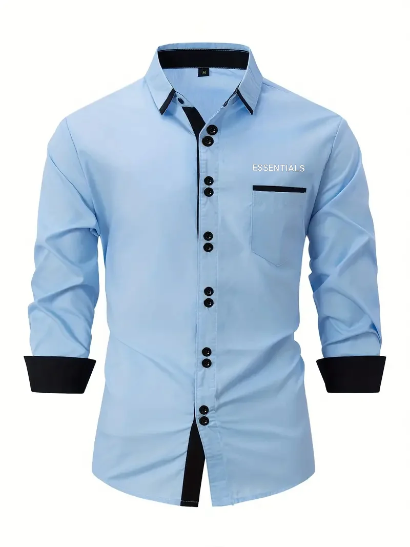 2024 autumn new business men's long sleeve shirt brand fashion breathable button lapel high quality casual shirt