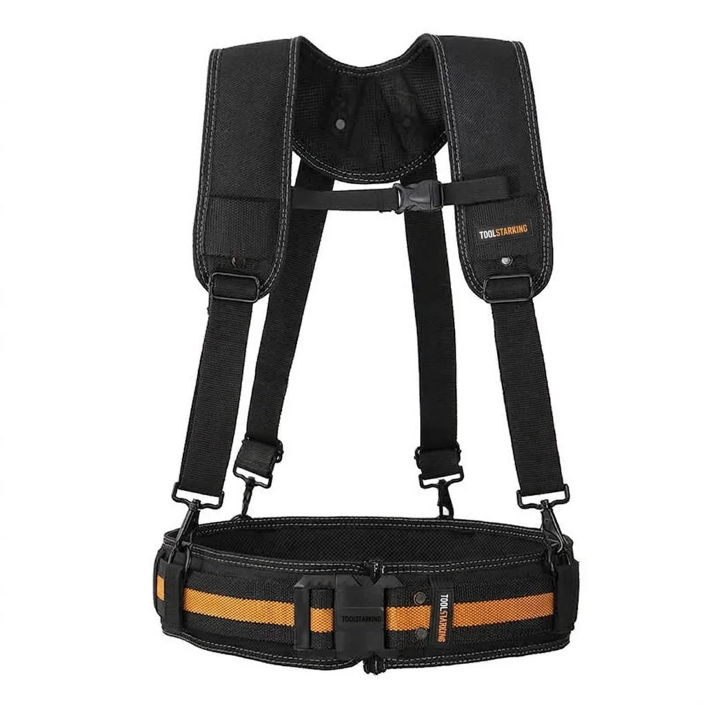 TOOLSTARKING Construction Belt and Shoulder Strap Suit High-Quality Oxford Work Belt Adjustable Buckle Strong Working Belt