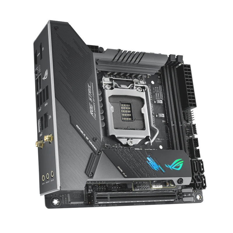 Motherboard GAMING Z490 ROG STRIX Z490-I, motherboard LGA 1200 DDR4 64GB M.2 NVME SATA3 Desktop Mainboard untuk Intel Z490 ROG STRIX