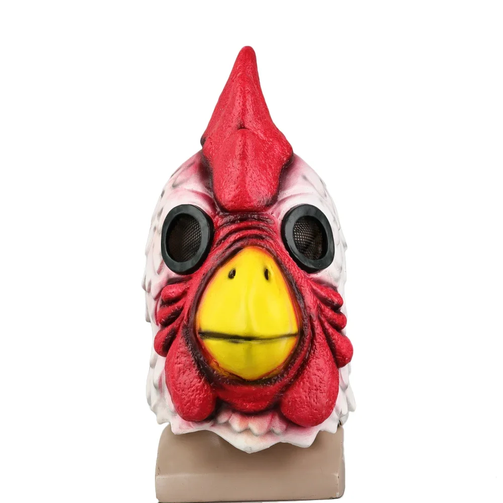 Masque de cosplay en latex, tête de coq de Miami, masques d'animaux, tête de poulet pour fête d'Halloween, mascarade, costume amusant et original pour adulte