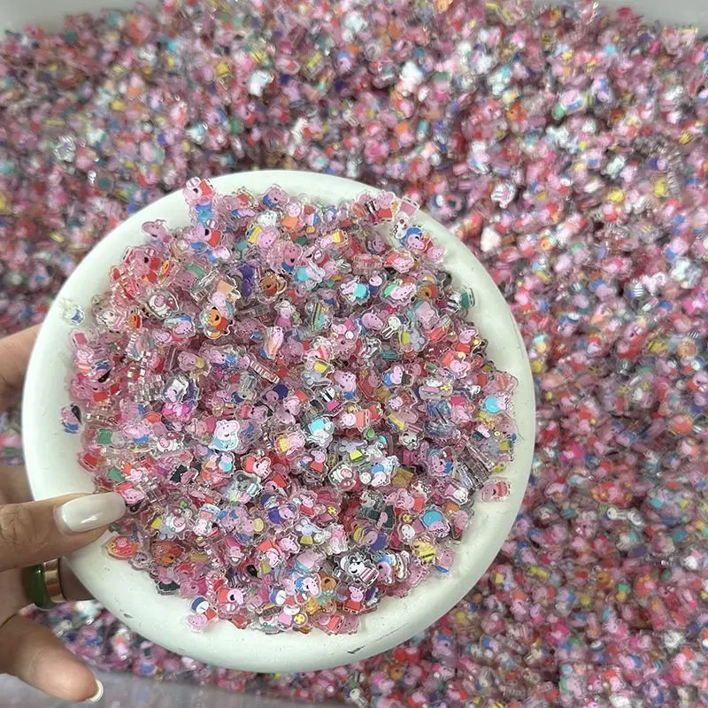 Acessórios para celular Peppa Pig, peça de acrílico de 1CM, pingentes para capa de celular, materiais de decoração DIY para alívio do estresse.