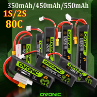 5PCS OVONIC 1S 2S Lipo Battery 350mAh/450mAh/550mAh/650mAh Lipo Battey With BT2.0/ PH2.0/XT30 Plug for RC FPV Racing Drone
