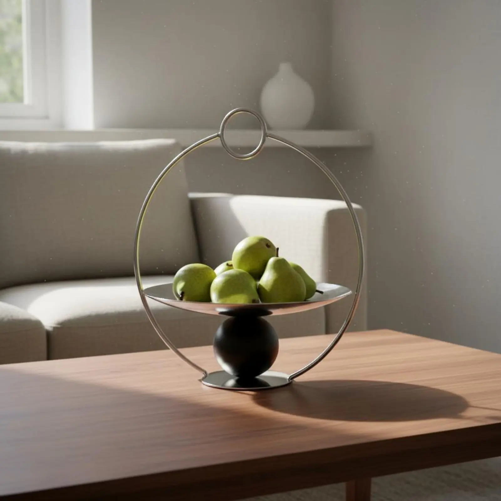 

Circular Handle Fruit Plate Multi-Use Stainless Steel Centerpiece Bowl Modern Fruit Bowl Sturdy Pedestal Serving Tray Large