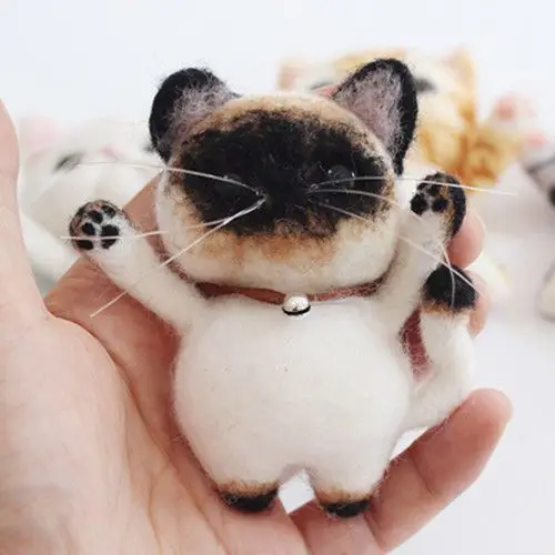 Non-Finished Felt Kit Poke Wool Felt Handmade DIY Doll Cartoon Cute Brooch Cats Material Kit Plush Toys For Children Best Gifts