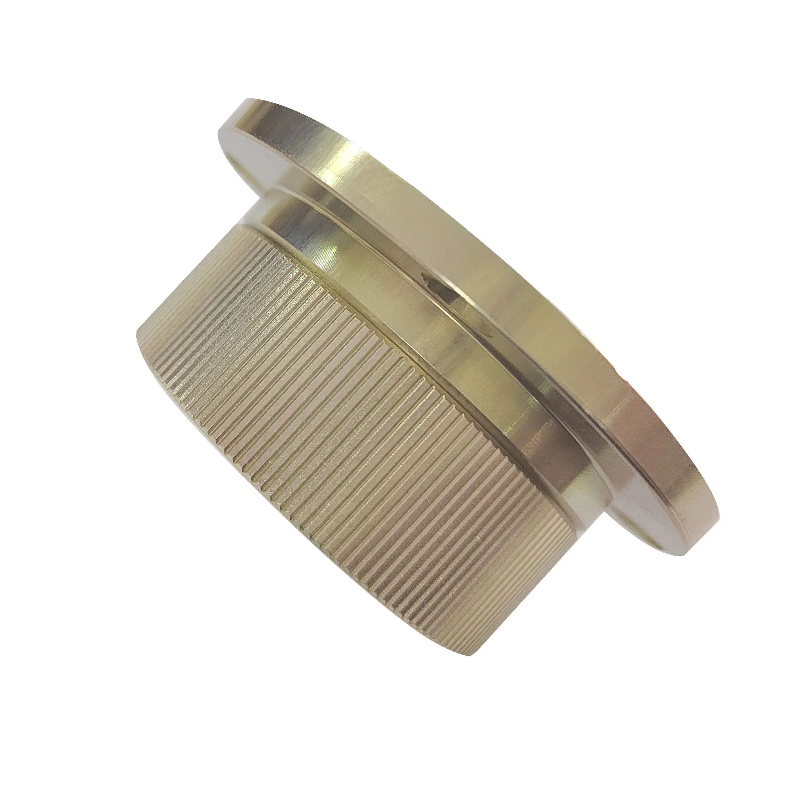 CNC Machined Flange Housing OEM Gold Anodized Aluminum Alloy Mechanical Component with Threaded Holes for Precision Instrument