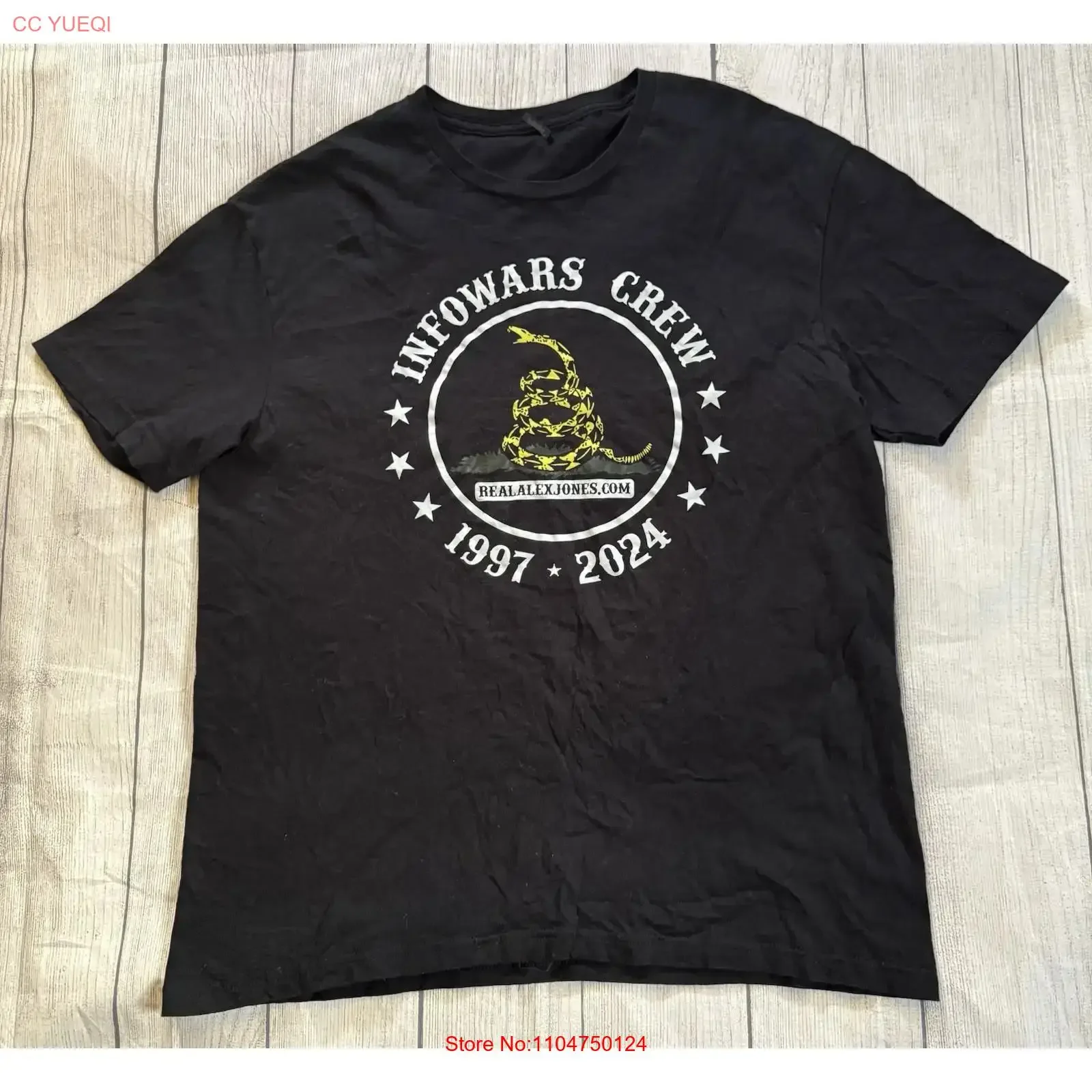 Alex Jones Infowars Crew T Shirt 1997 2024 27 Year Anniversary Size Large Rare vintage Washed graphic Unisex Stretched Slightly