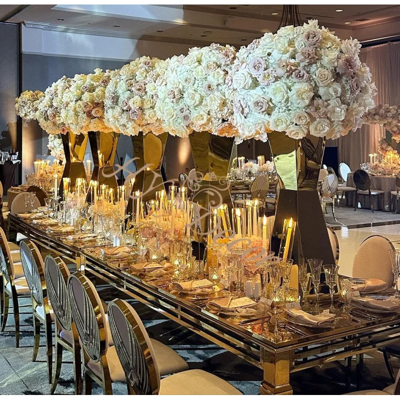 HY Wedding Event Birthday Party Tall Gold Silver Stainless Steel Pillar Stand Event Party Wedding Table Centerpieces