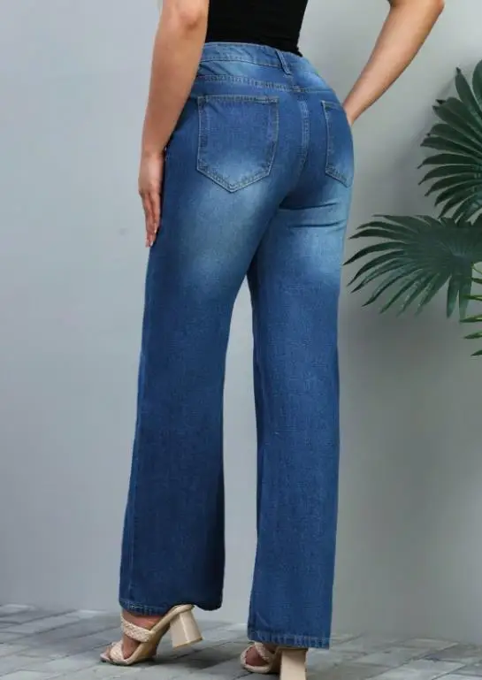 Women's Jeans 2026 Spring Autumn New Solid Color Pocket Design High Waist Streetwear Casual Straight Leg Jeans