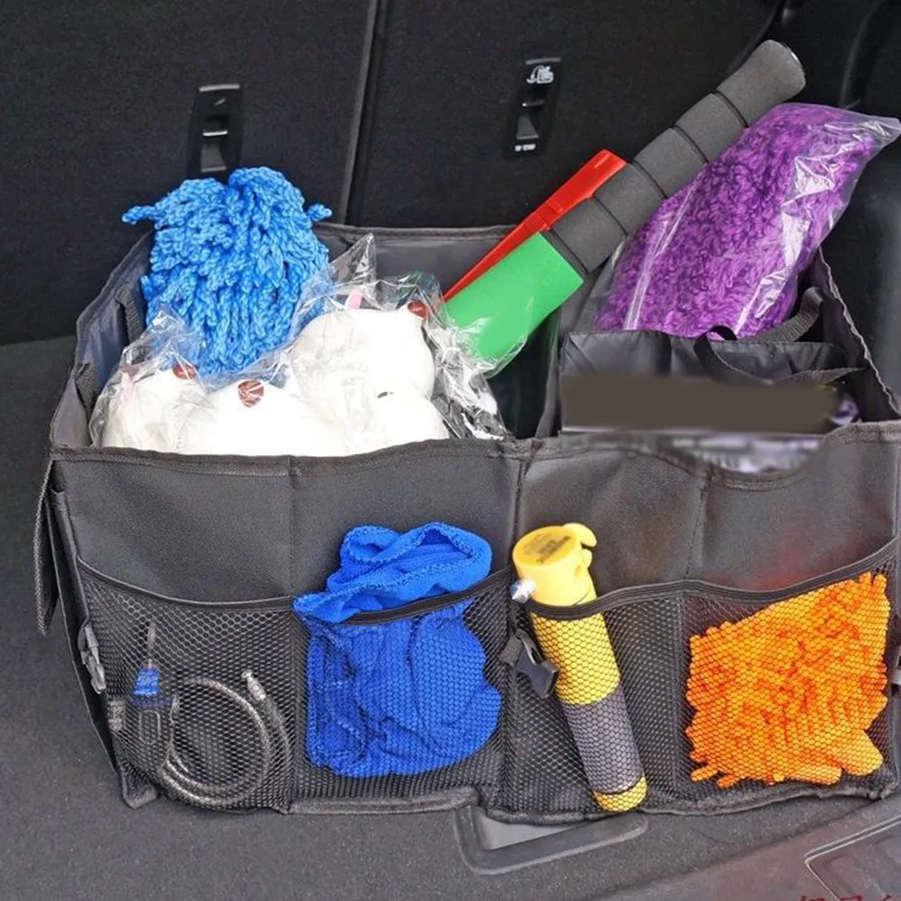 

Premium Oxford Cloth Car Trunk Organizer with Handle Portable Storage Box for Suv Truck Tools Home Cleaning Supplies and Daily