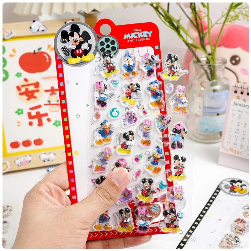 الأصلي ديزني ميكي ماوس ثلاثية الأبعاد الإغاثة كريستال ملصقات الطالب الإبداع اليدوية كتاب Diy بها بنفسك الديكور ملصقات المكافأة الكرتون #2