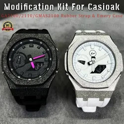 Gen4 Mod Kit For Casioak GA2100 GA2110 GMAS2100 Rubber Strap&Emery Metal Bezel Case Frosted Steel Band For GMAS2100 With screws