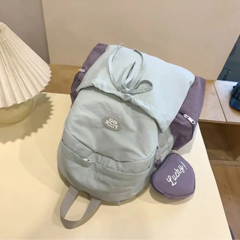 Lightweight Nylon School Backpack Trendy Cute Schoolbag Waterproof Large Capacity Shoulder Bag Commuting