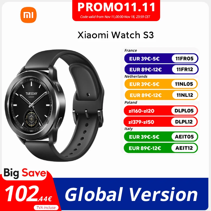 Global Version Xiaomi Watch S3 1.43” AMOLED AII -New MIUI Watch OS 486mAh battery Advanced health detection