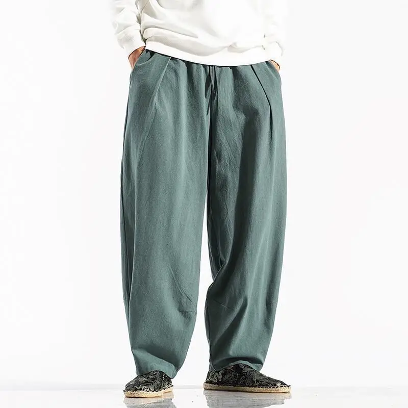 Chinese Style Linen Loose Pants Wide Leg Heram Summer Breathable Pants Japanese Yamamoto Vintage Casual Soft Cotton Joggers