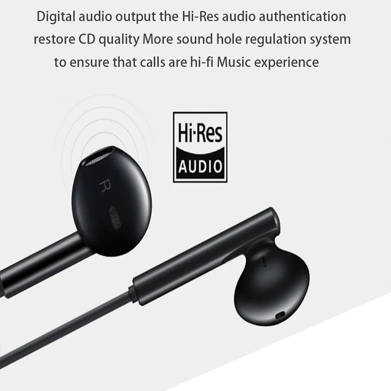 Original Huawei CM33 Type-c Wired Headset Volume Control Stereo Music Earbud In Ear Noise Cancelling Sports Headphones With Mic