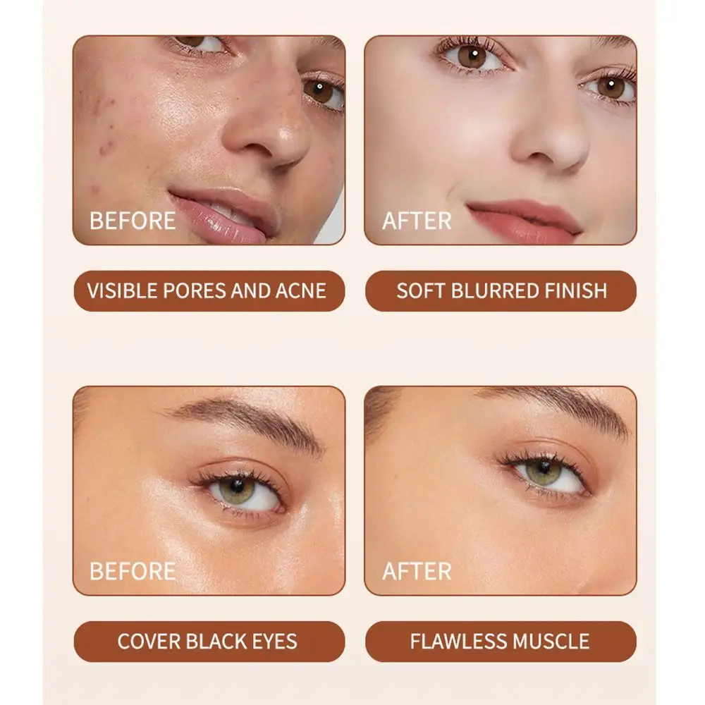 

Long-lasting Eraser Foundation Stick with Brush Non-Marking Liquid Foundation Brighten Skin Tone Moisturizing Makeup Concealer