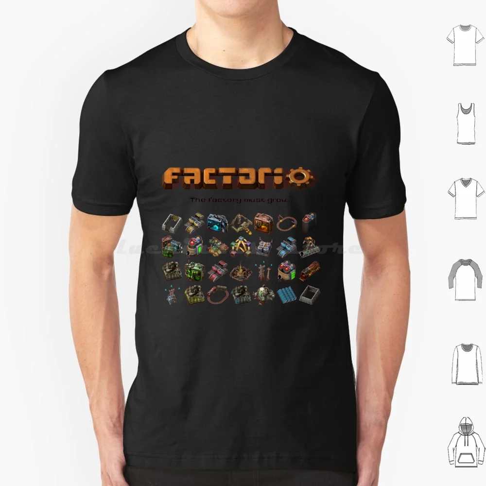 Factorio , The Factory Must Grow... T Shirt Cotton Men Women DIY Print Factorio Engineer Satisfactory Game Ficsit Pioneer