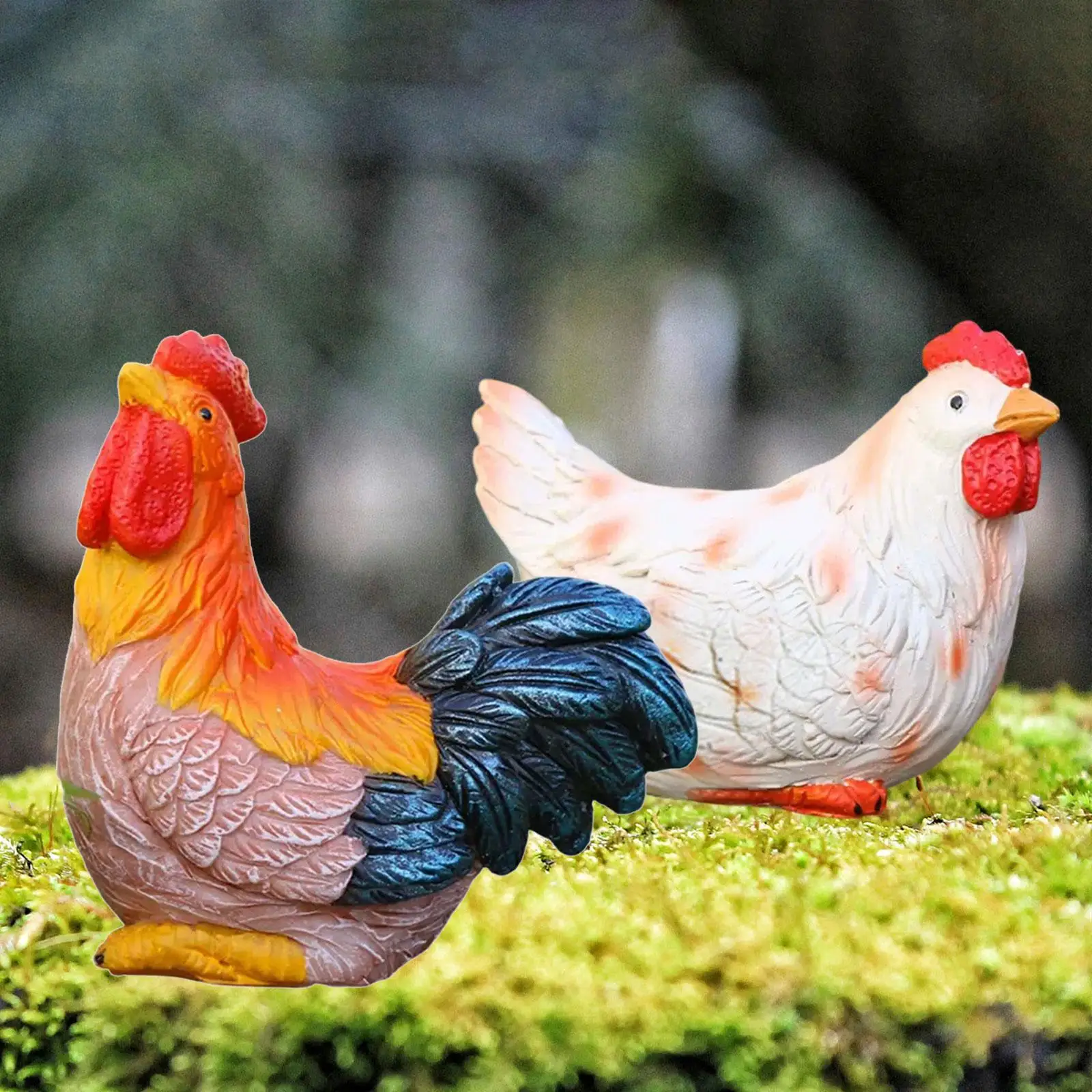 Small Resin Chicken Statue Vivid Animal Garden Accessory Creative Yard Patio Decoration for Outdoor Landscape