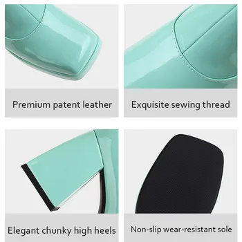 Vivienne Patent Leather Chunky Heels Platform Boots 6