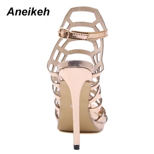Aneiikeh Vernisierte Leder Golden Gladiator Sexy Oco Sandals Party Schuhe 2025 Fashion Night Club High Heel Griff 35-40 8 Hauptverkäufe goldene Lederschuhe - №8
