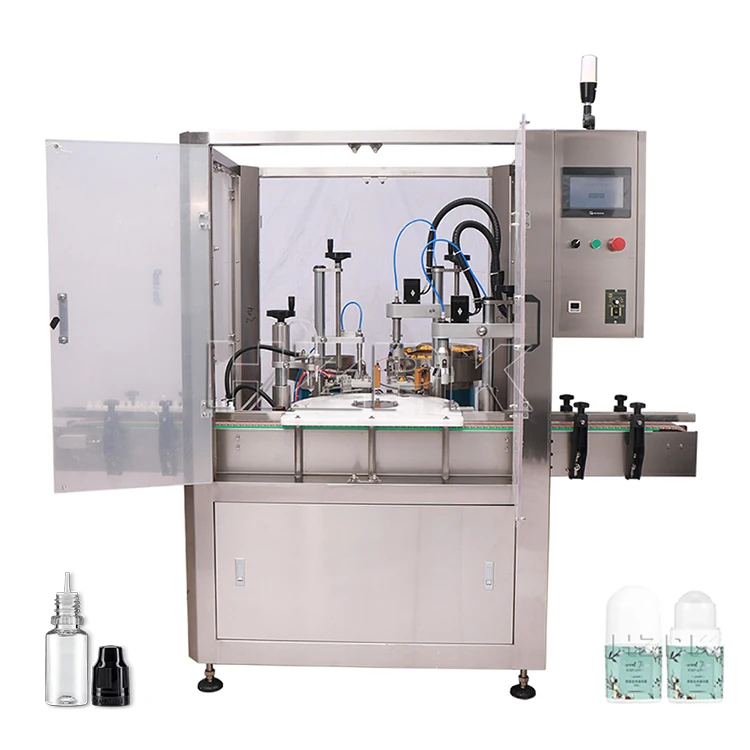 HZPK 220v Rollerball Eyedrops Liquid Automatic Oil Small Glass Bottle Filling and Capping Machine With Protection Cover