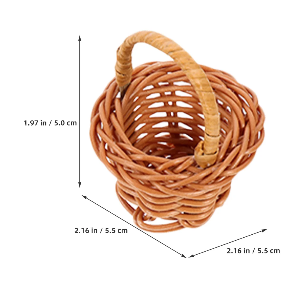 6 Pcs Rattan Flower Basket Rustic Mini Wicker Baskets Red Riding Hood Small with Lid Plants Decor Picnic Woven Micro Scene