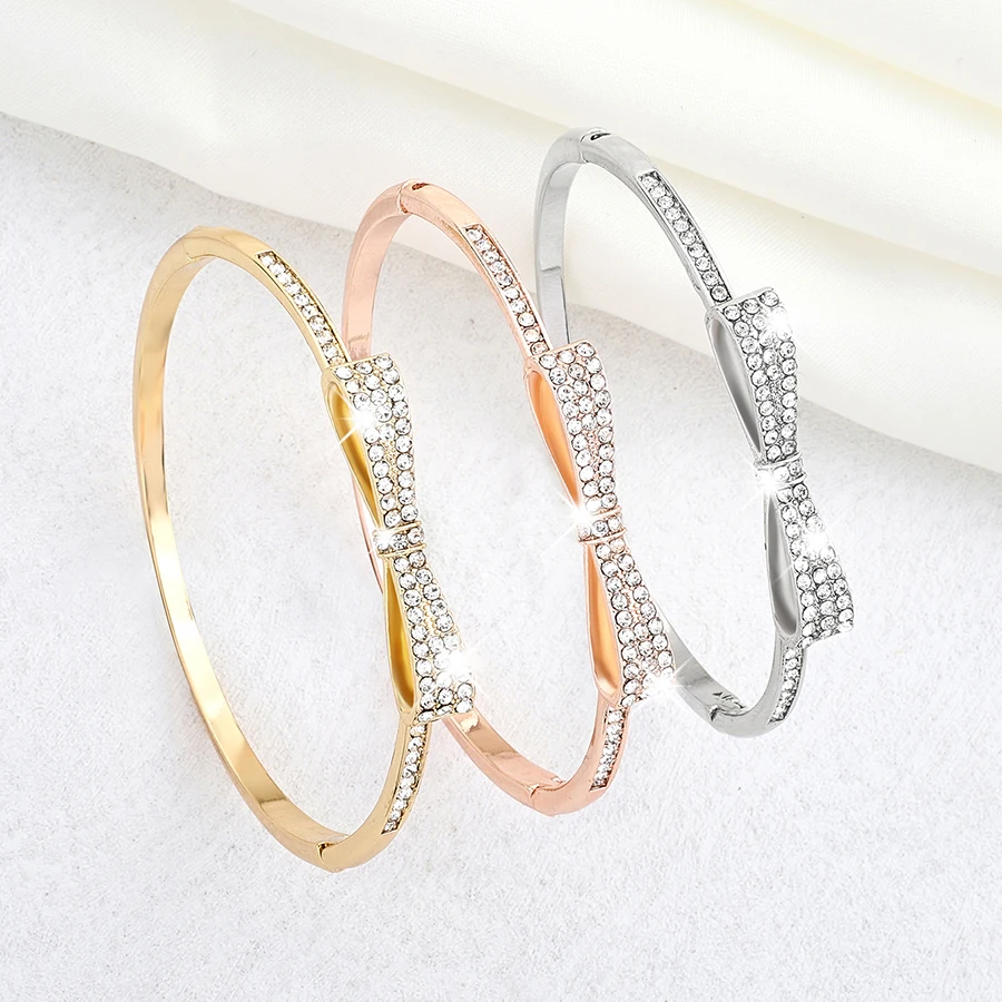 1pc Ladies Light luxury Fashion Bow design Open bracelet for Valentine's Day can not resist the perfect Christmas gift