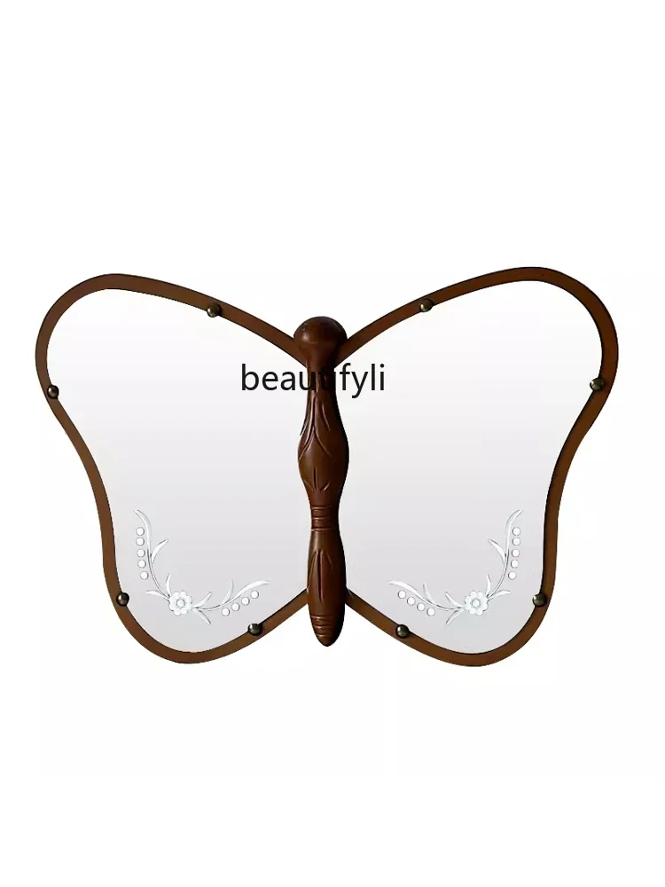 Butterfly bathroom mirror medieval bathroom wall mirror with lamp retro anti-fog bathroom special-shaped washtable mirror