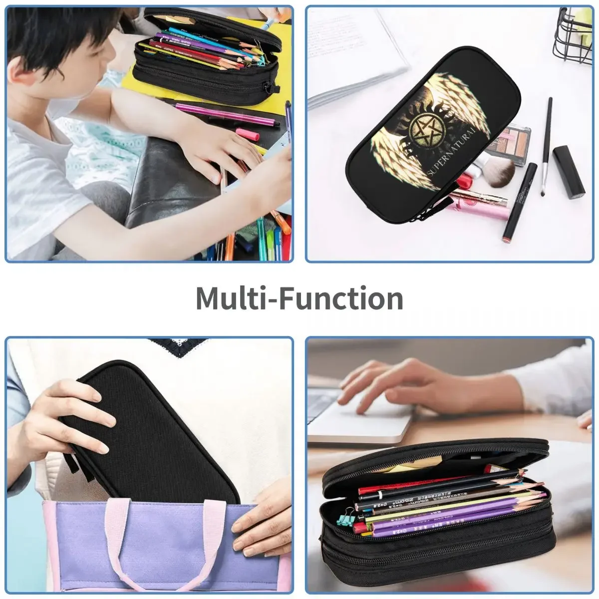 Supernatural Big Capacity Pencil Pen Case Office College School Large Storage Bag Pouch Holder Box Organizer