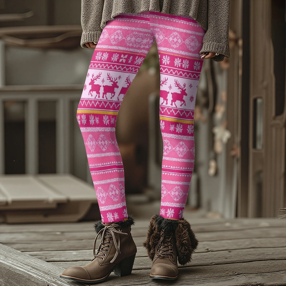 المرأة الشمال عيد الميلاد طباعة الحرارية طماق الشتاء الدافئة الجوارب الحرارية مع الرنة ندفة الثلج نمط مثير سليم صالح السراويل #5