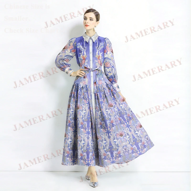 

Летне-осенний комплект из двух предметов: женская рубашка с длинным рукавом и цветочным принтом, повседневное платье в стиле бохо-шик, элегантное свободное платье больших размеров.