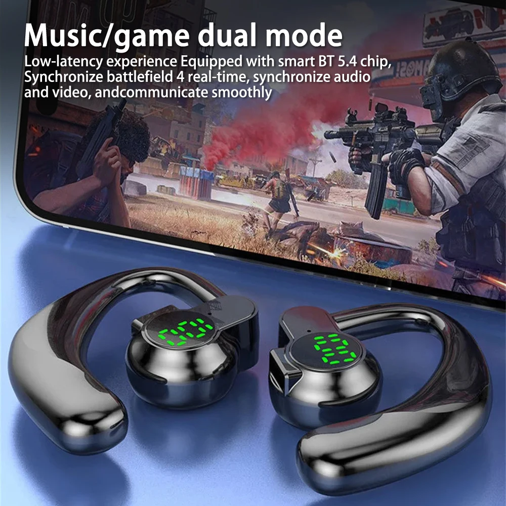 Singel Ear Bluetooth5.4 Wireless Headphones 180 Degree Rotatable Bluetooth Handsfree EarHooks Noise Canceling Business Earphones