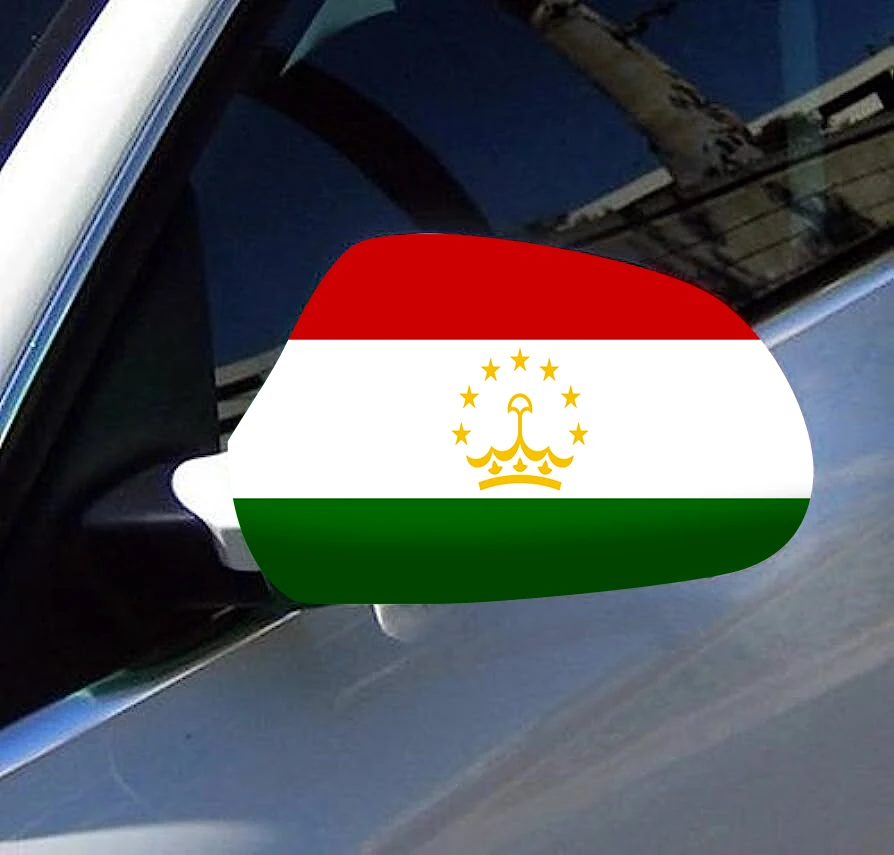 Directly Delivery 2 Pcs Free Size Four-way stretch fabric Tajikistan Flags Car Mirror Cover