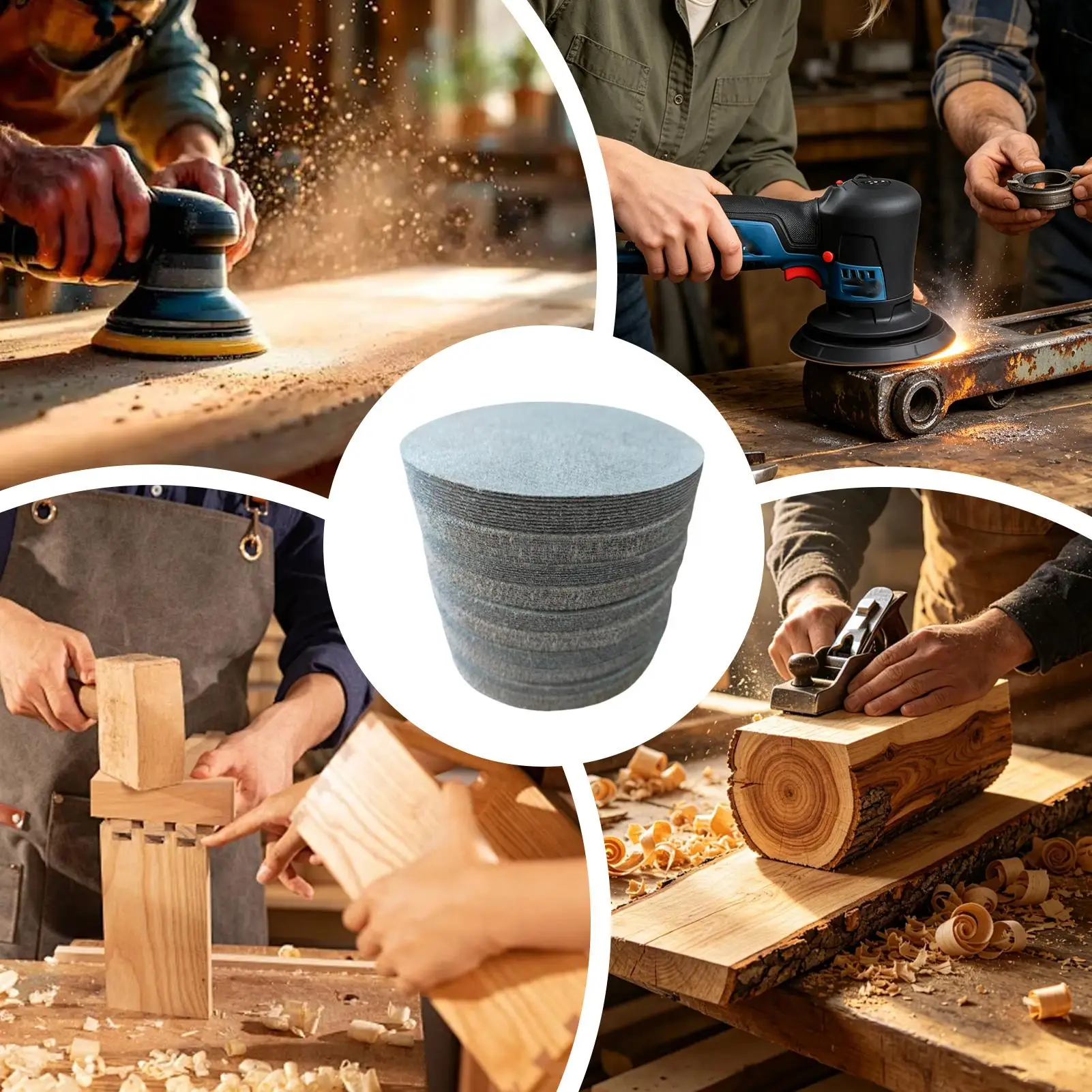 Sand Paper 80 Grits 100 Pieces White Coated Flocked Deburring Pads 12.2cm Metal Wood Sanding Disk For Automotive Furniture Body - view 5