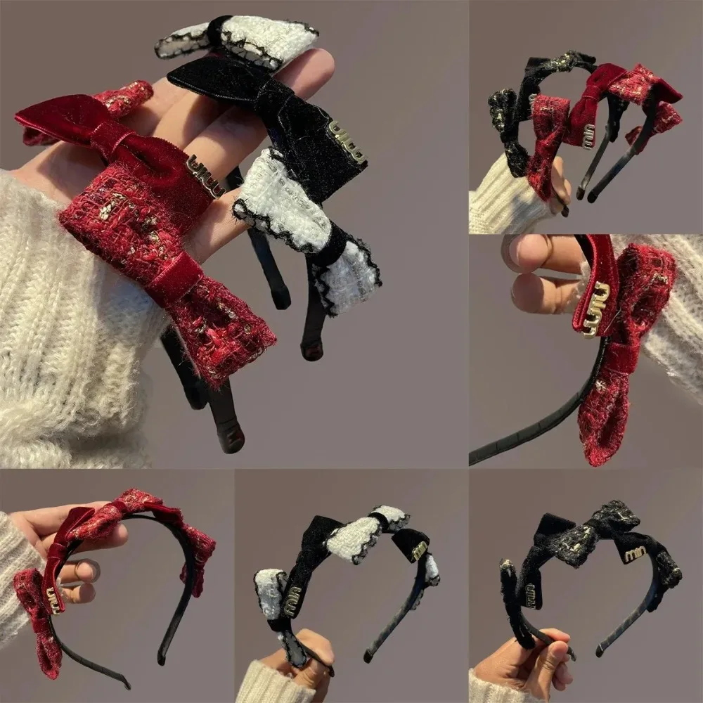 

Black Velvet Bow Headband Chanel Style Elegant Hair Band for Women Wedding Party Banquet Retro Vintage Luxury Hair Accessories