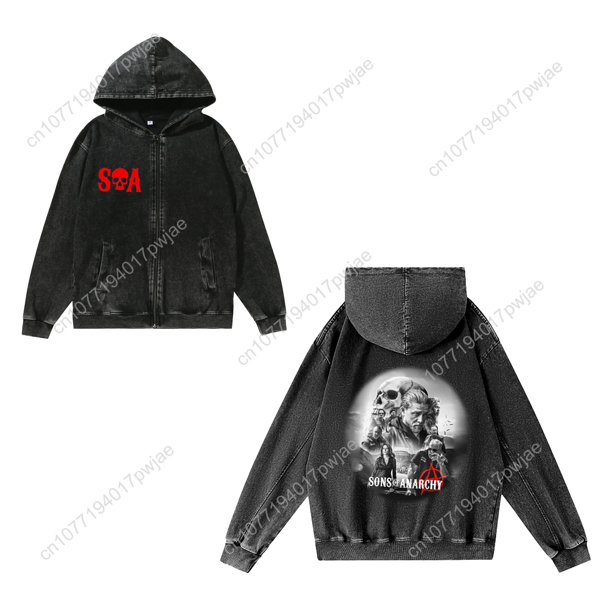 Sons Of Anarchy SOA Custom Retro Sweatshirt Mans Womans Half Zipper Vintage Sweat Shirt Photo Custom Made Tops