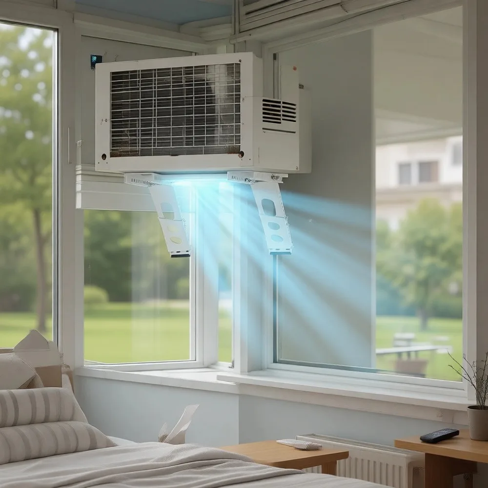 Adjustable Window AC Support Bracket No Drilling Heavy Steel Stand Fits Single and Double Hung Windows 220lbs