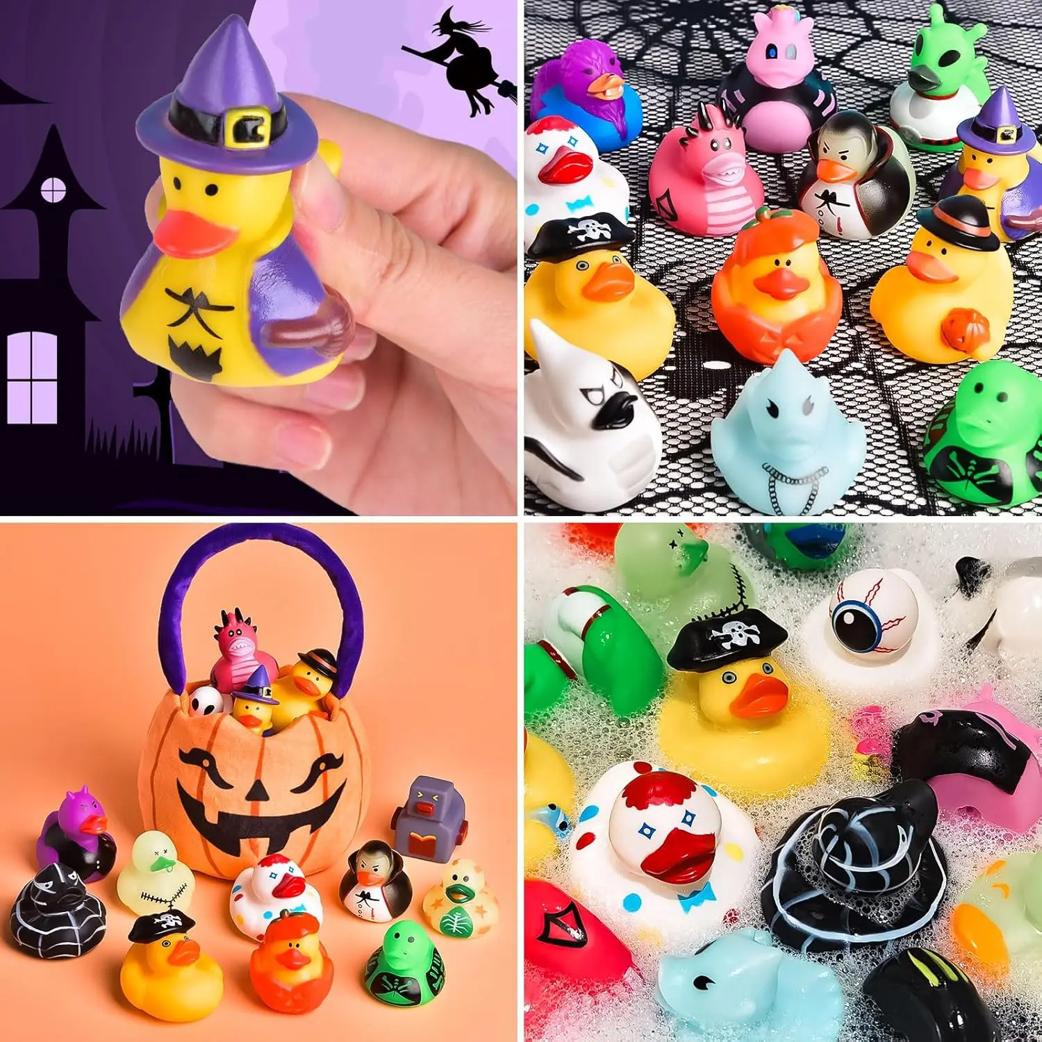 Halloween Rubber Ducks includes Zombie Duck,Monster Duck,Ghost Duck,Trick or Treat Fillers,Halloween Party Favors gifts for kids