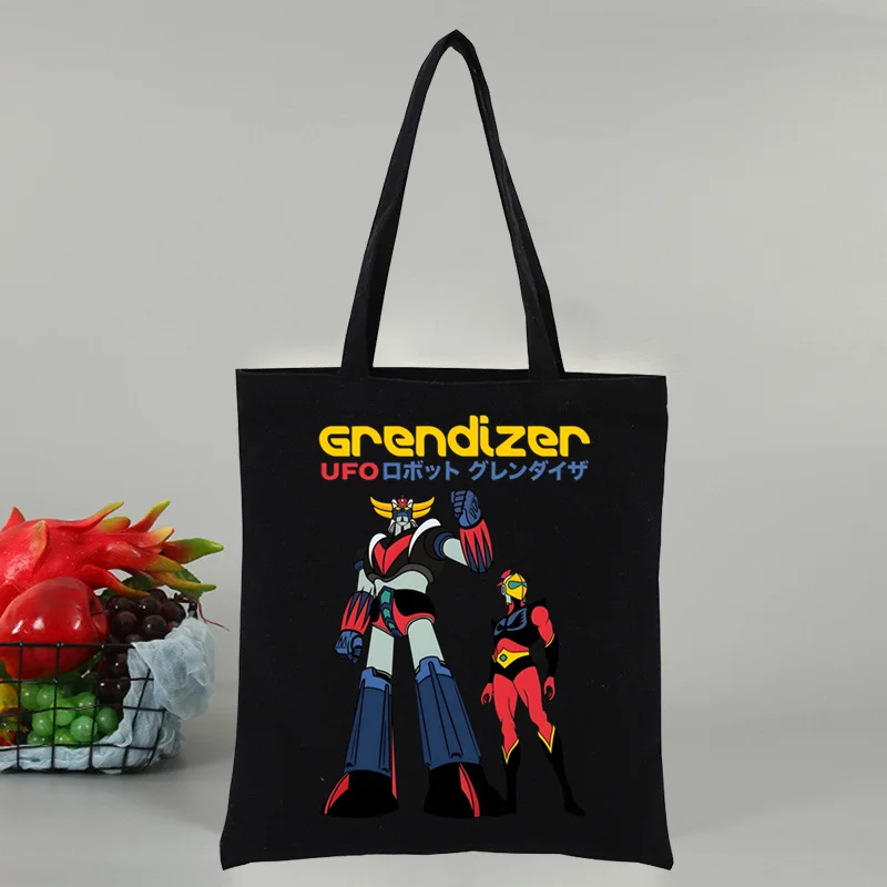 Manga Goldorak Ufo Robo Anime Mazinger Grendizer  Canvas Bag Shopper Bag Women Bags Black Classic Vintage Shoulder Bag