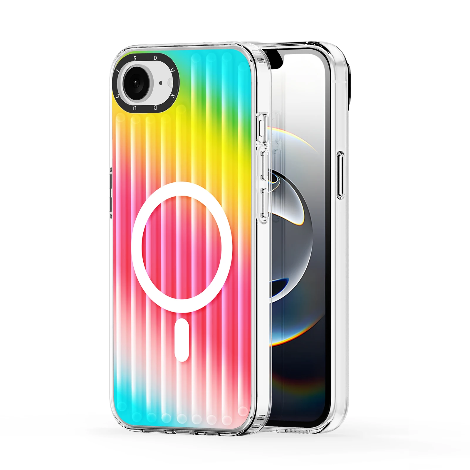

For iPhone 16e Case DUX DUCIS Zest Series Compatible with MagSafe Gradient TPU + PET Phone Cover - Gradient Rainbow
